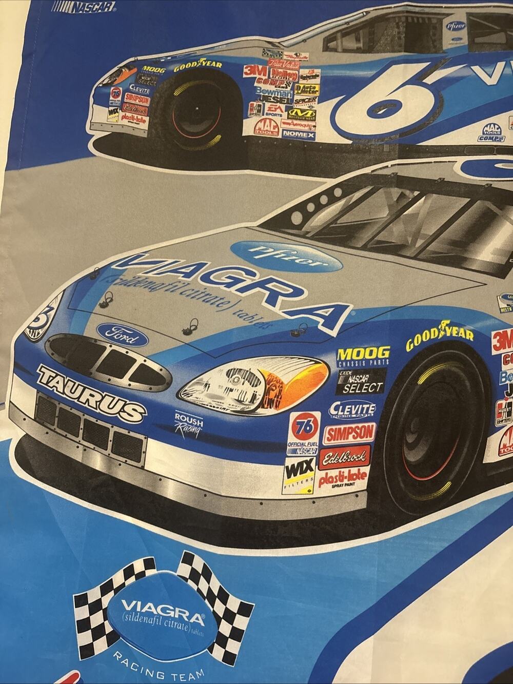 Vintage 2000s Mark Martin  NASCAR Banner Flag Roush Racing WinCraft No 6